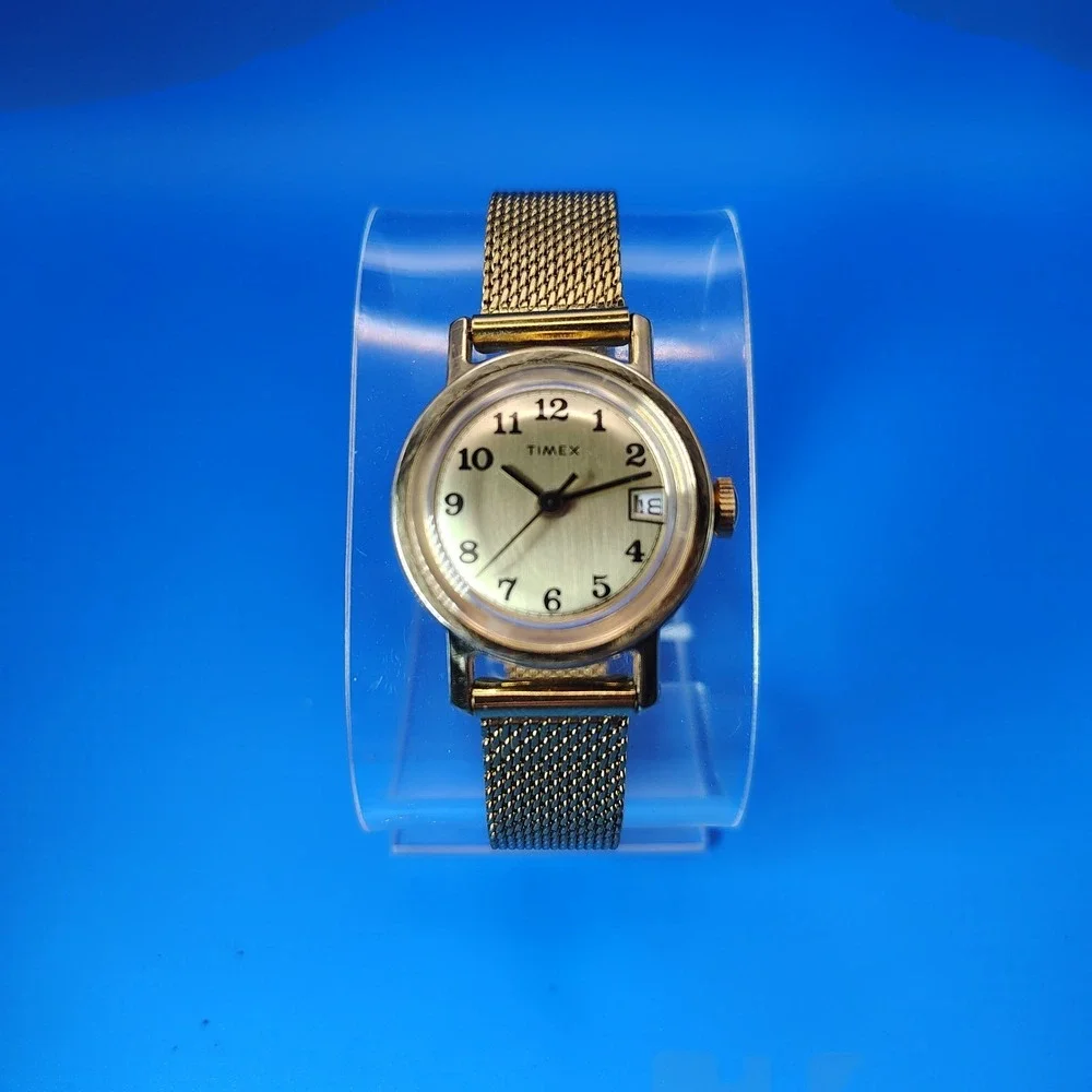 Vintage 1976 Timex Mechanical Wind 25mm Women's Watch New Mesh Bracelet Restored